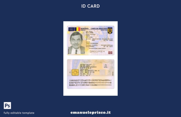 modello presente della carta d'identità della Romania in stile verificato